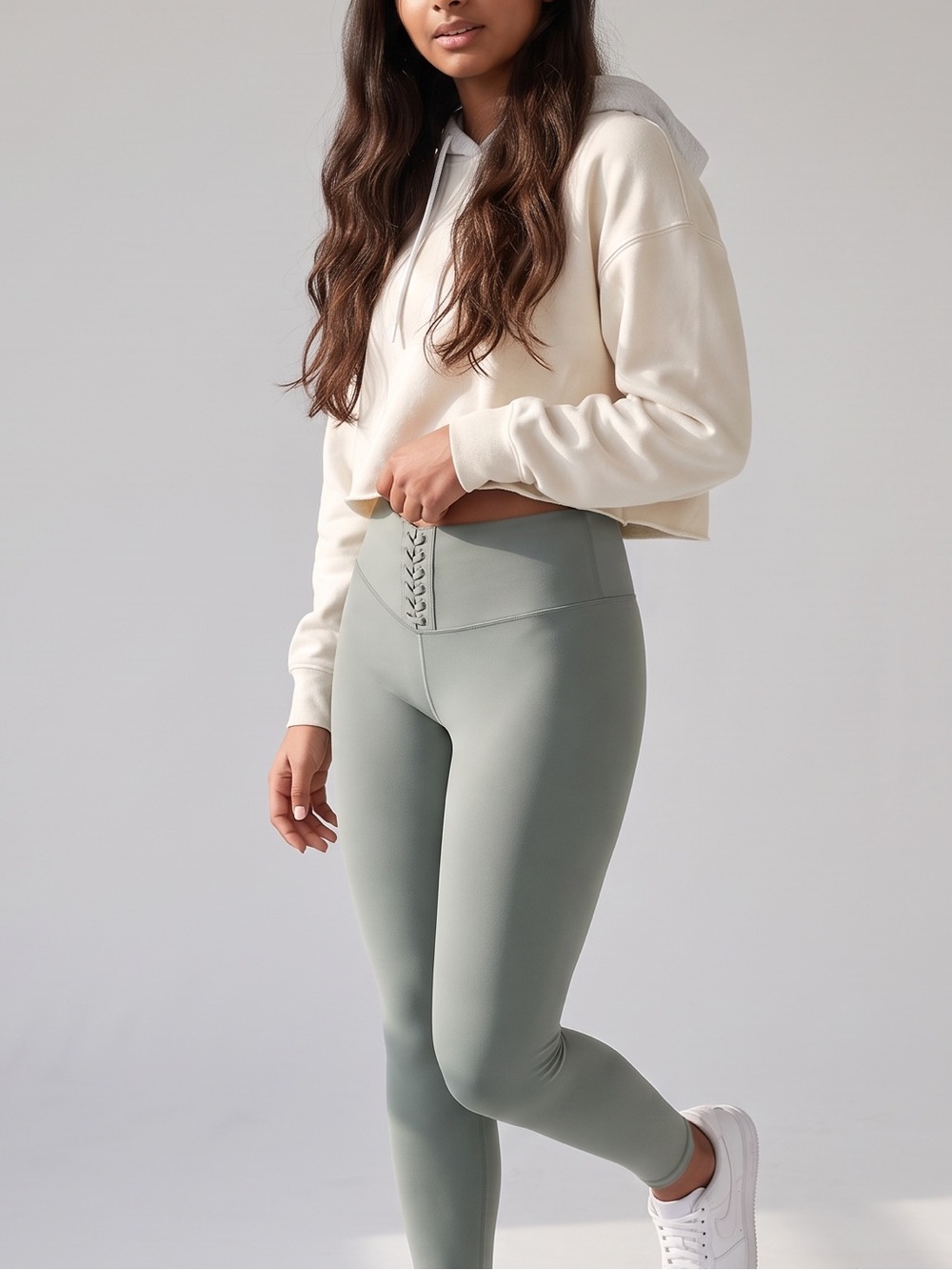 Aerie OFFLINE Real Me Lace Up 7/8 High Rise Leggings Green